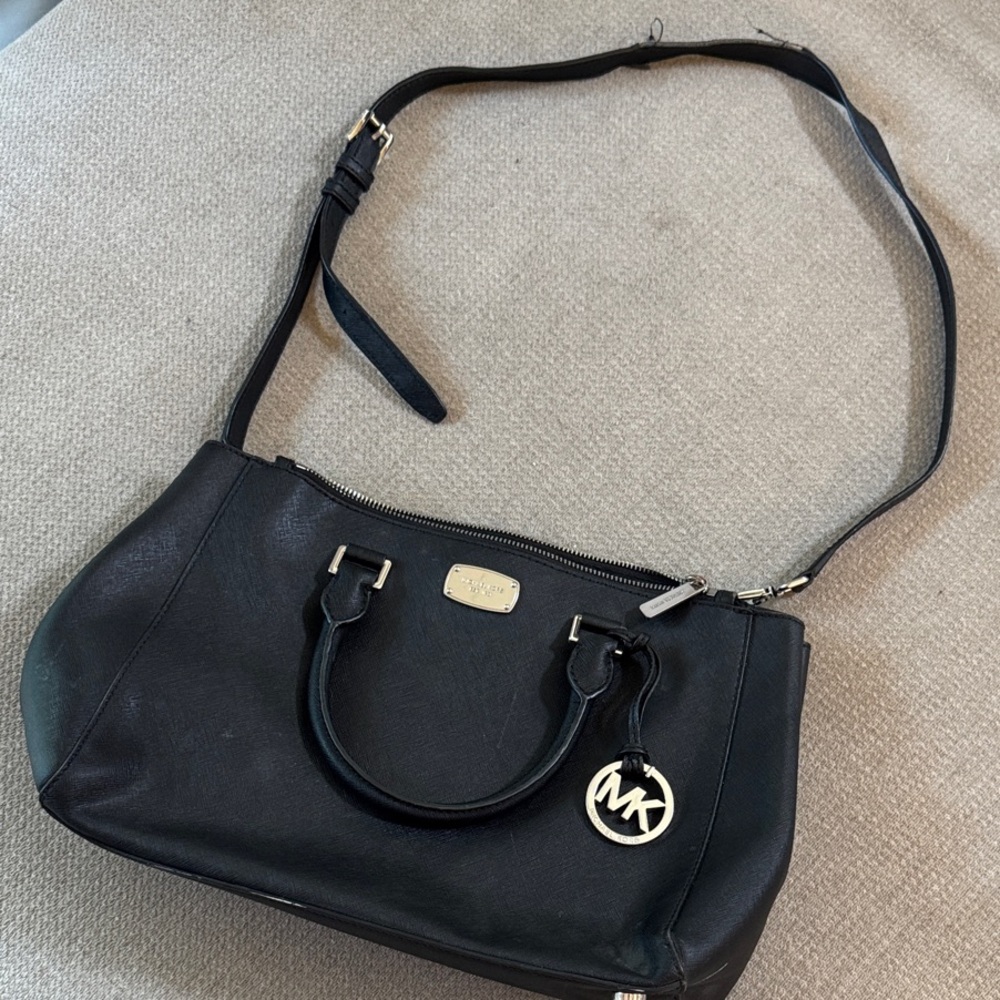 Michael Kors Black Shoulder Bag with Gold Accents